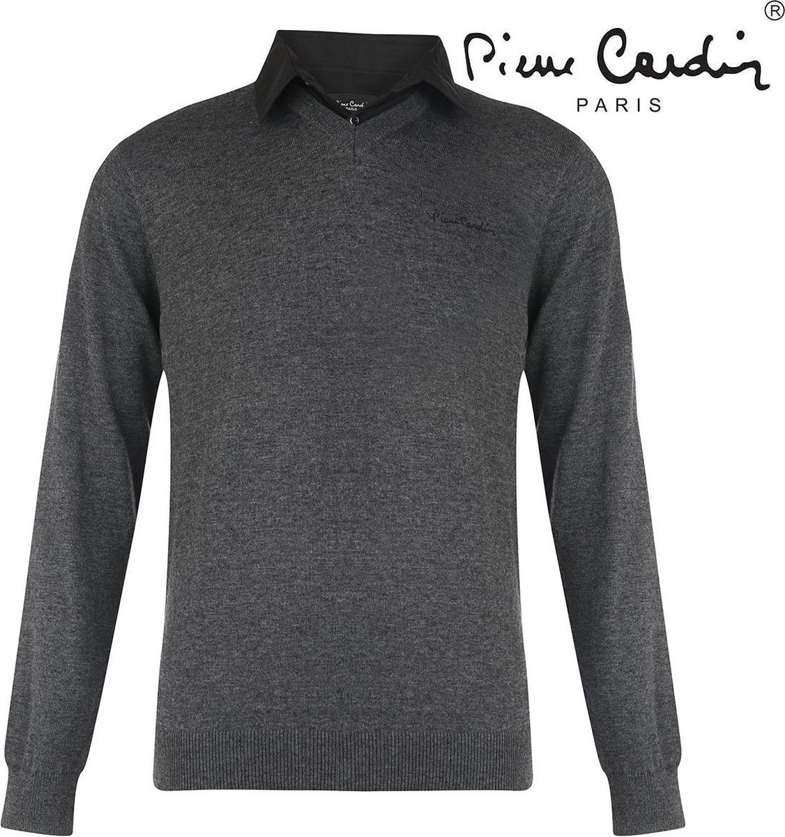 Pierre Cardin Heren Sweaters Pullover met Overhemdkraag Blauw Maat XL bol