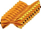 10x Gouden verkleed vlinderstrikjes 14 cm voor dames/heren - Goud thema verkleedaccessoires/feestartikelen - Vlinderstrikken/vlinderdassen met elastieken sluiting