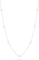 Twice As Nice Halsketting in zilver, 7 parels  50 cm+5 cm