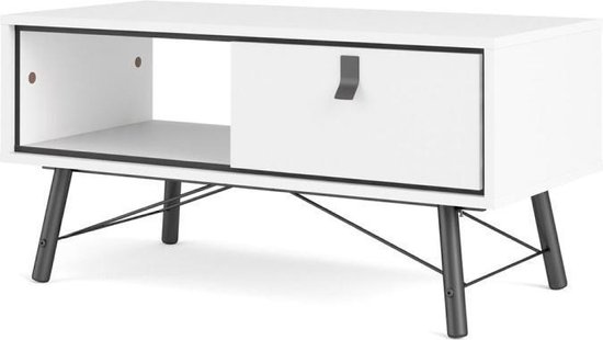 Table basse Rye 1 tiroir blanc mat.