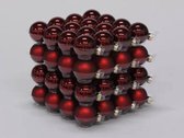 Dark Red Combi Kerstballen - Cb. 64 Glasballen/cap Dark Red Combi 40mm