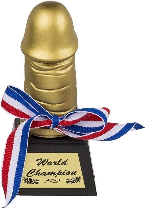 Gouwe pik trofee/prijs beker 13 cm - Piemel trofee World Champion -  Cadeau... | bol.com