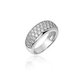Jewels Inc. - Ring - 3 rijen gezet met Zirkonia Stenen - 9mm Breed - Maat 60 - Gerhodineerd Zilver 925