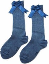 iN Control - 2 pack kniekousen met satijnen STRIK - jeans blue mt 27/30