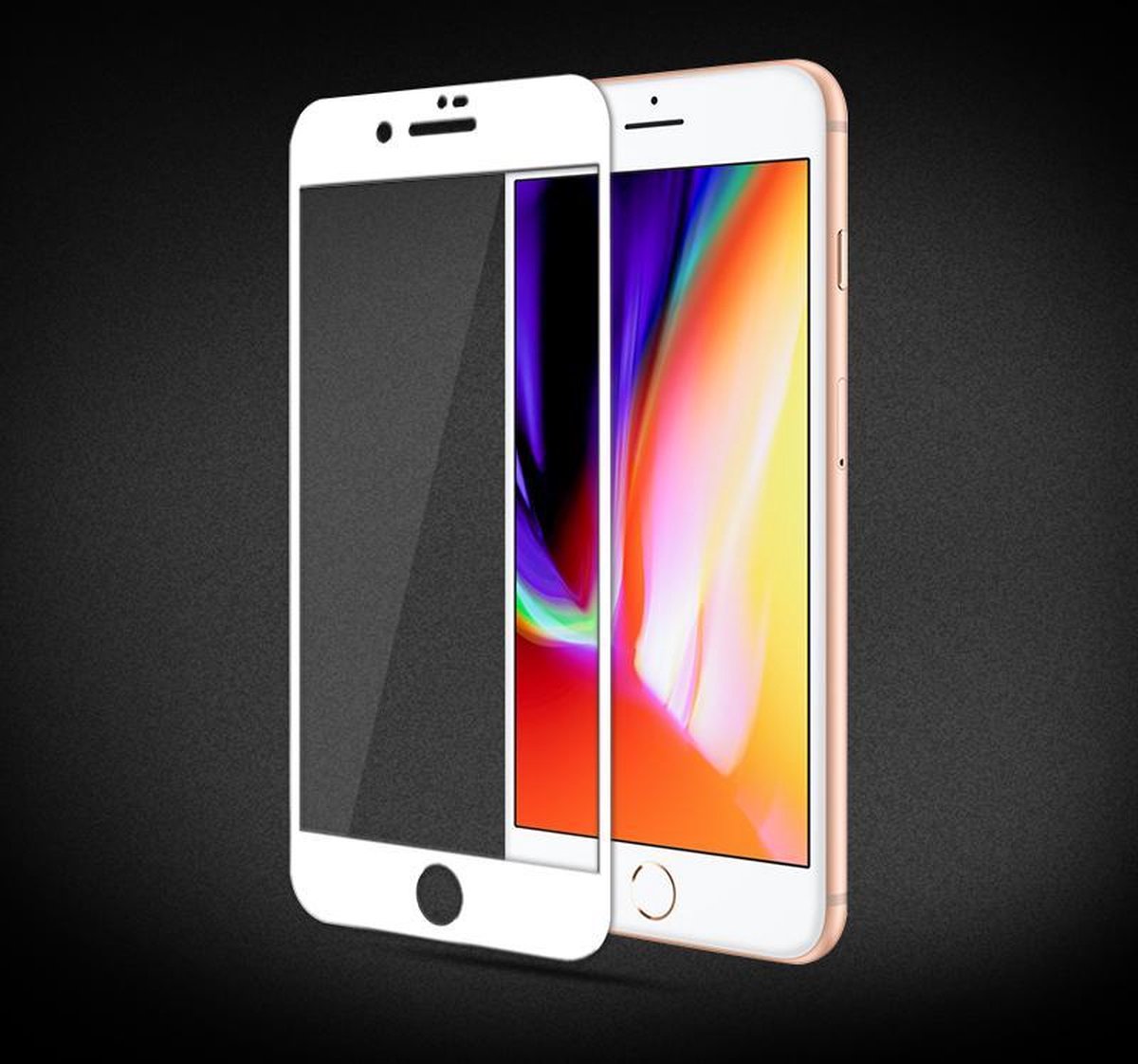 iphone 7 Plus screenprotector - iphone 8 Plus screenprotector - Stone Glass - Tempered Glass Edge to Edge - Wit