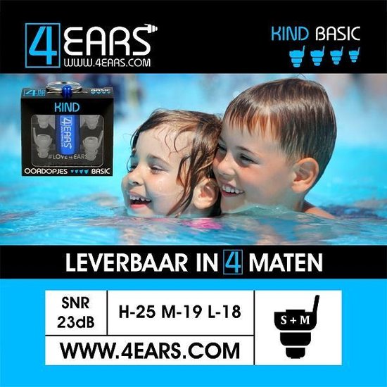 4EARS Kind Basic blue Gehoorbescherming voor Kinderen - Oordopjes om te  Zwemmen... | bol.com