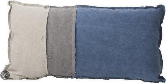 Zuiver- Vintage- Pillow - Rectangle - Sierkussen - 60cm 30 cm Blauw/ Grijs | bol.com