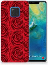 PU Silicone Etui Bumper Gel pour Huawei Mate 20 Pro Coque Téléphone Roses Rouges