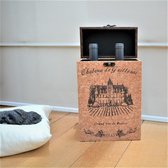 Wijnrek / Wijn geschenk box landelijk voor twee flessen wijn