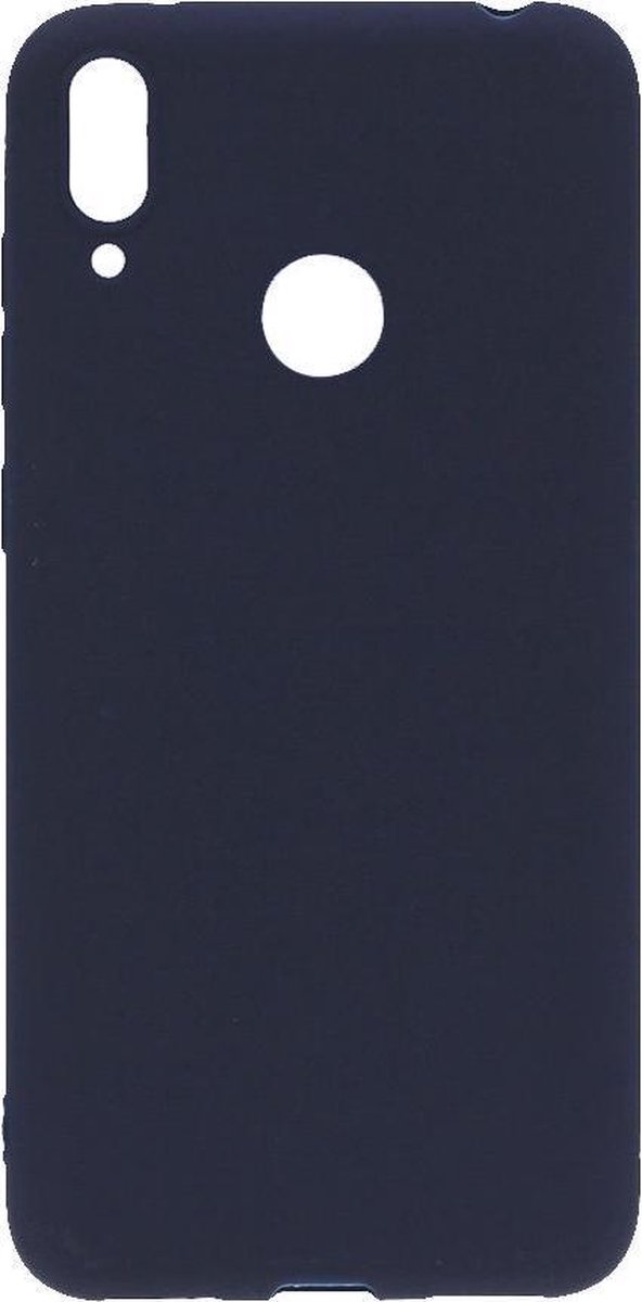 Shop4 - Huawei Y7 2019 Hoesje - Zachte Back Case Mat Donker Blauw