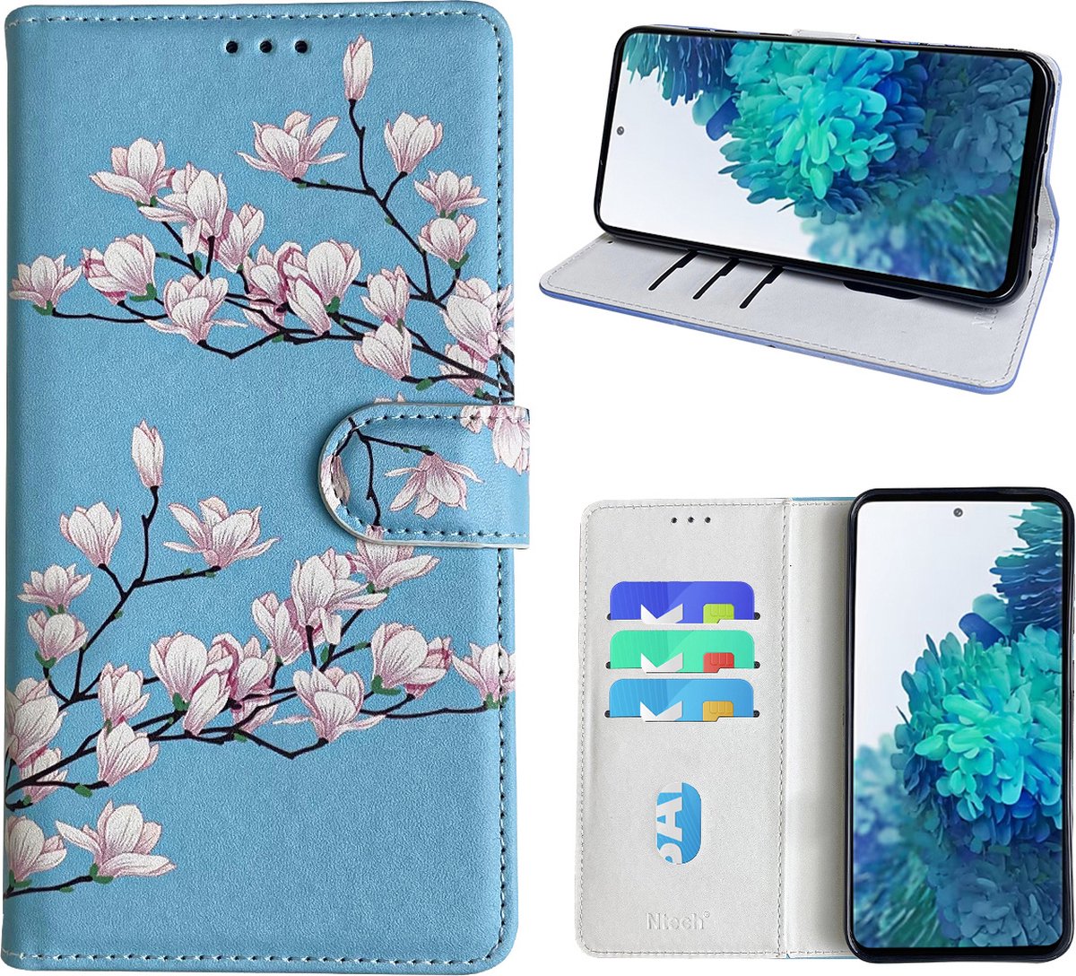 Hoesje geschikt voor Samsung Galaxy S20 FE 5G Bookcase met blossom bloemen print