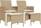 vidaXL - Banc de jardin - 2 places - avec - table - et - repose-pieds - poly - rotin - beige