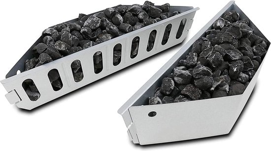 Onlyfire Roestvrijstalen Houtskoolmandjes voor Houtskoolgrills van 47, 57 en 67cm, Char-Basket met Waterreservoir, voor Directe en Indirecte Warmte, BBQ-Whirlpool, Houtskoolbriket Brandstofhouder