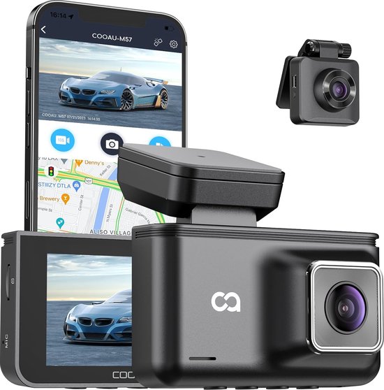 Foto: 2 5 k dashcam voor de auto voor achter 1440p 1080p fhd dual dash cam 3 0 inch ips scherm autocamera met gps wifi parkeermodus 170 150 groothoek autocamera g sensor nachtzicht wdr