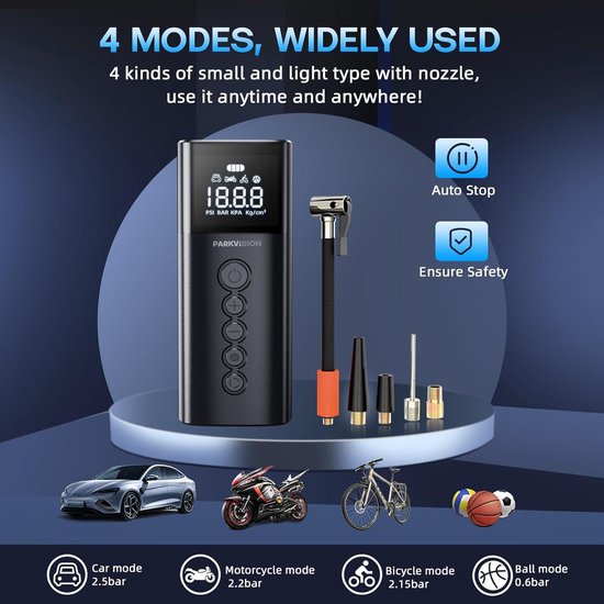 Digitale Bandenpomp Auto Draagbare Luchtcompressor Pomp 150 PSI Auto Luchtpomp Met LED Lamp For Auto Fietsen Motorfietsen Snel Oppompsysteem(Digital Blue