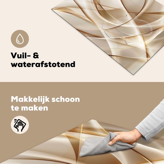 KitchenYeah® Protection plaque induction 75x52 cm - Beige - Abstrait - Lignes - Protege plaque de cuisson - Couvre plaque induction - Protecteur d'induction - Cuisine