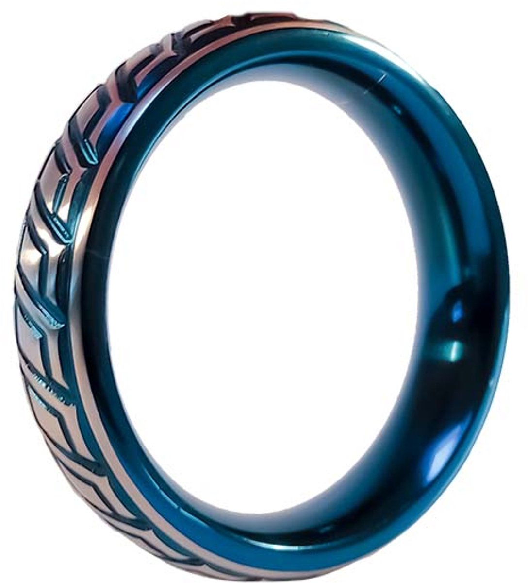 Black Label - Blue Wave Cockring - RVS - Blauw/Zilver 40 mm