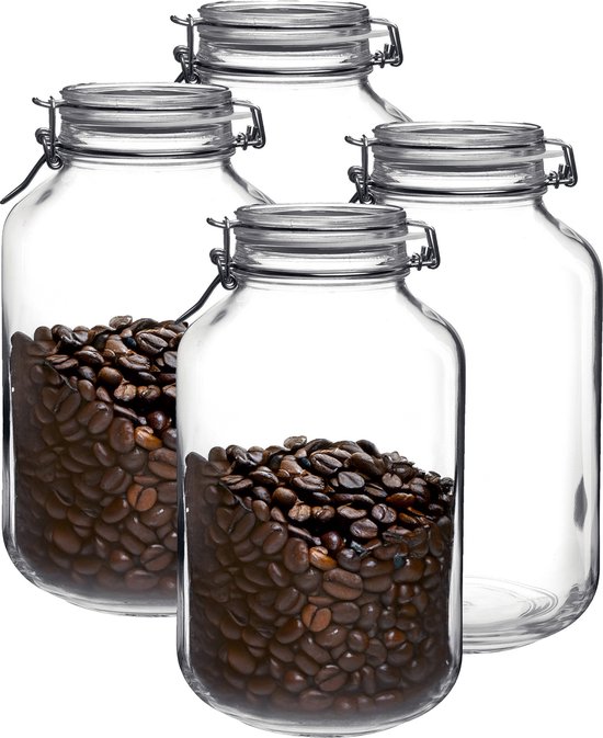 Bormioli Rocco Stock/weck - 4x - verre - transparent - 28 x 15 cm - 4 L