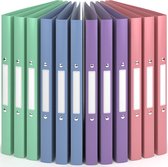 ACROPAQ - 12 x Ringmap A4 2 ringen - Ringband met rugetiket - Rug 2,5 cm - 'Wind' Natuur Kleurencollectie - Ringmapjes, Ringmappen, Ordners 2-rings