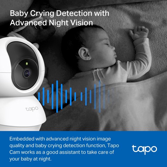 TP-Link Tapo C200P2 - Beveiligingscamera voor Binnen - 1080P Pan / Tilt Home Security Wi-Fi - Wit van TP-Link — afbeelding 3