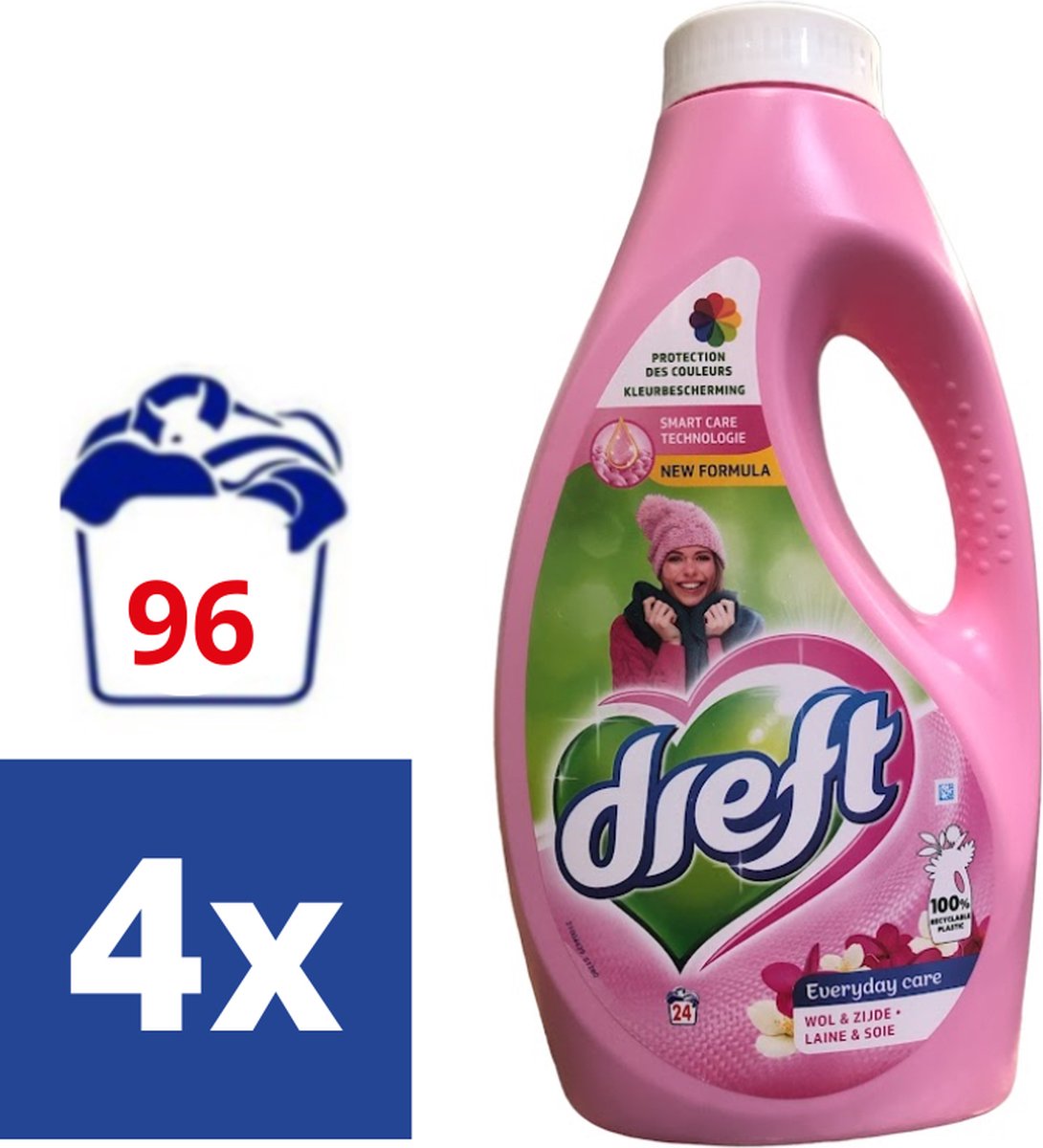 Goedkoopste Dreft Vloeibaar Wasmiddel Everyday Care Wol & Zijde - 4 x 1.32 l (96 wasbeurten