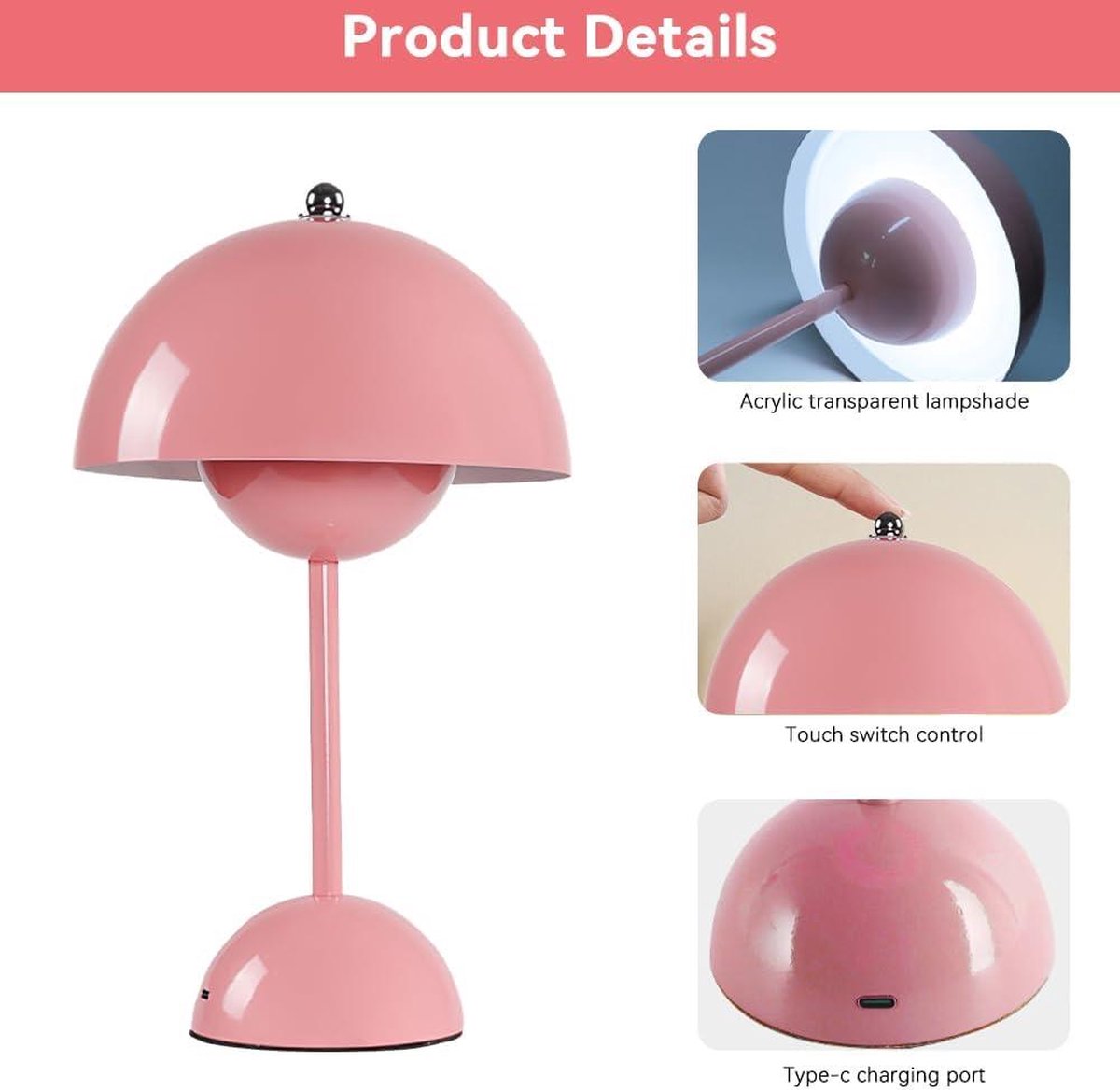 Flowerpot Touch Dimbare led-tafellamp met 3 lichtmodi, decoratieve retro bureaulamp voor slaapkamer, kantoorgebouw, bars en restaurants, geel