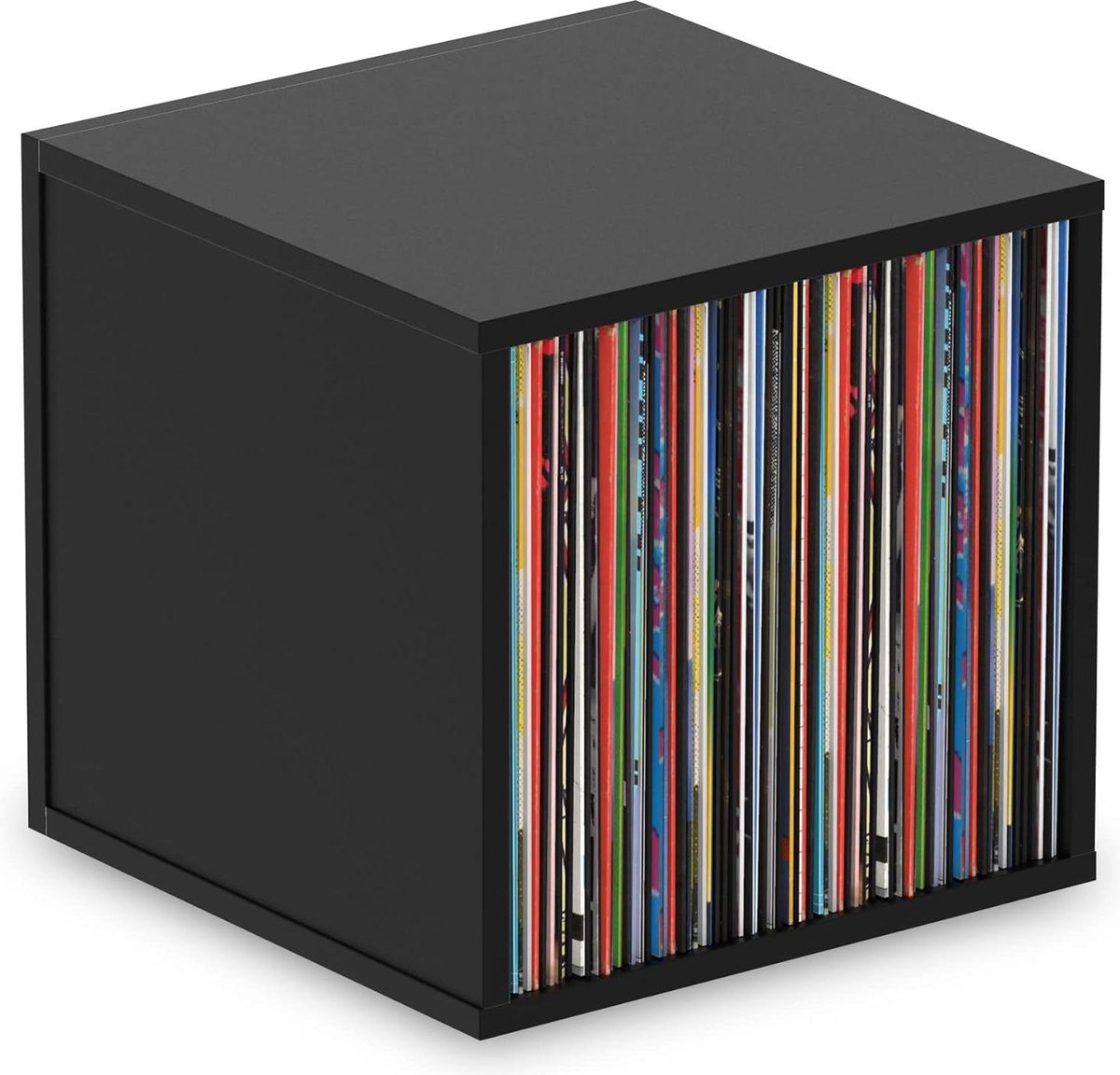 Record Box - zwart - tot 110 platen - stapelbaar - 12'' formaat - optisch gecoördineerd