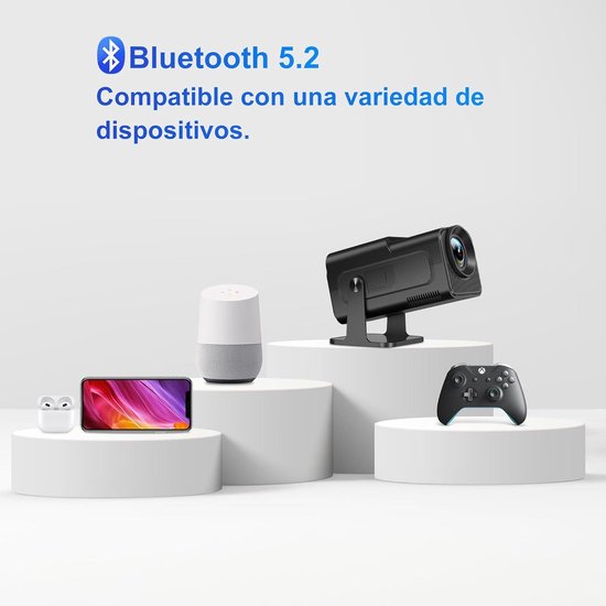 Beamer 4K Heimkino mit 500 ANSI Lumen, Native 1080P, unterstützt 4K, Auto Fokus und Trapezkorrektur, WiFi 6 und Bluetooth 5.0, Smart Beamer 4K für Schlafzimmer und Heimkino