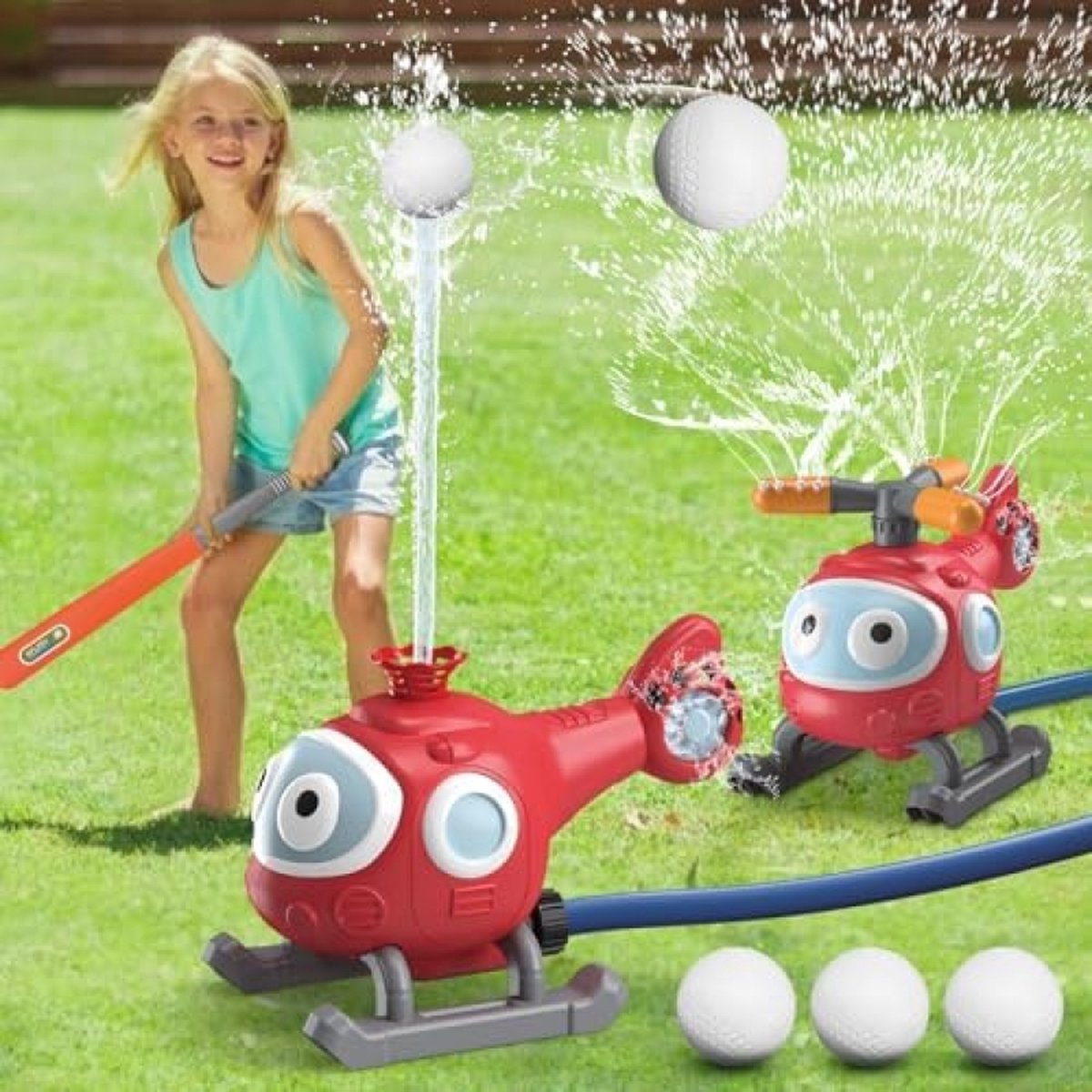 Meitianfacai Arroseur d'Eau Jouet de Baseball pour Enfants Jeu Extérieur 2 en 1 Escargot Jeu d'Eau d'Été avec Pulvérisation d'Eau à 360 Baseball pour Garçons Filles Été Cour Arrière Piscine Partie