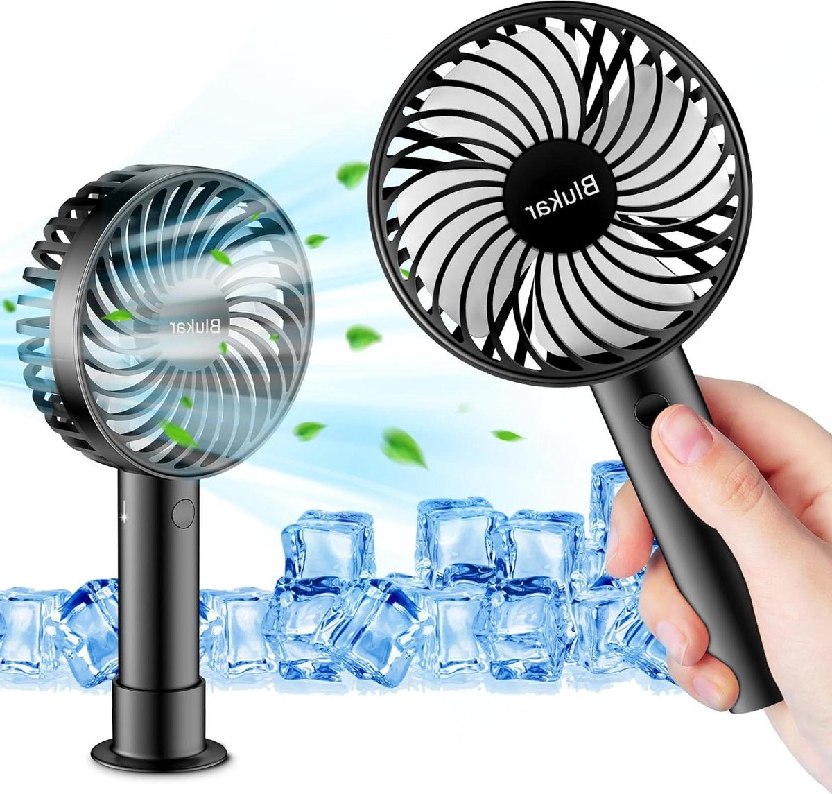 Portable Fan Mini USB Fan Rechargeable Low Noise with Strong 3 Speeds and Removable Stand - Pocket Fan for Travel Office Home Outdoor - Black