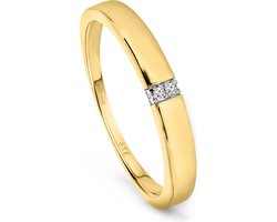 Miore Pure Ring - Gemaakt van 9 Karaat Goud - Met Diamanten - Handgemaakte Sieraden - Trouwring - Elegante Dames Sieraden - Maat 50