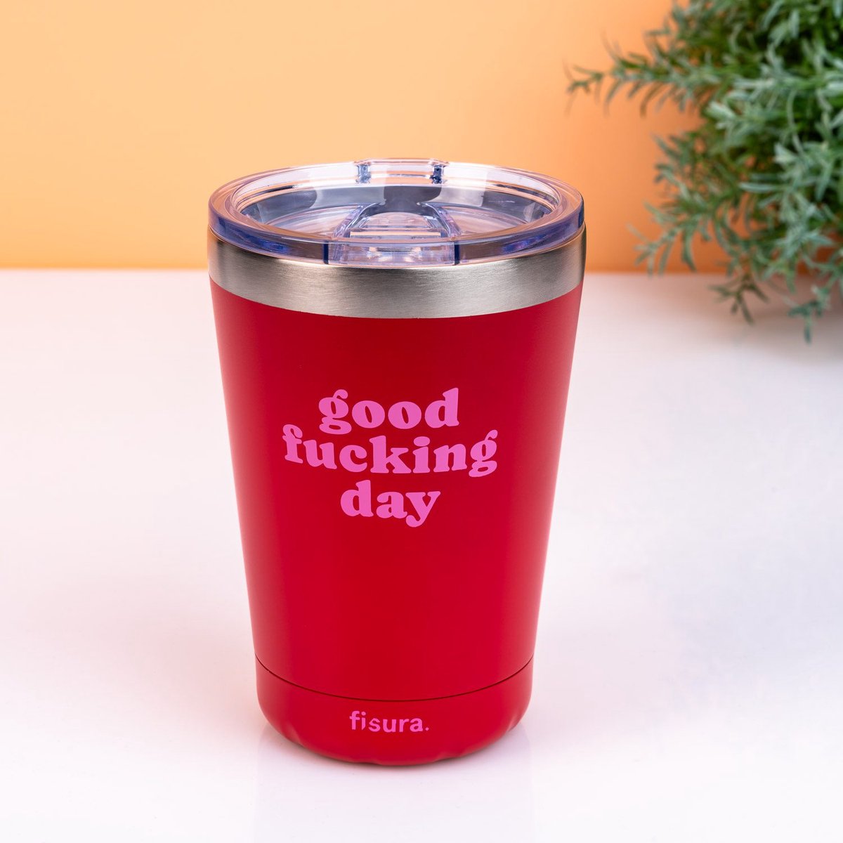 Koffiemok thermosbeker Good fucking day red van Fisura