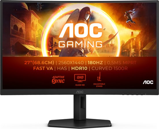 AOC CQ27G4X - Curved QHD Gaming Monitor - 180hz - Verstelbaar - 27 inch