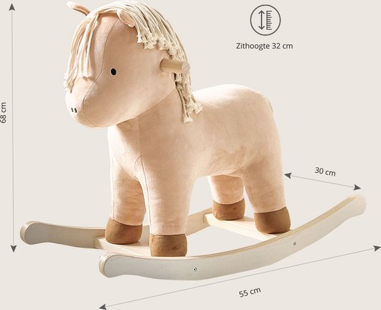 Hobbelpaard vanaf 1 jaar, schommeldier, massief hout, voor baby's en
