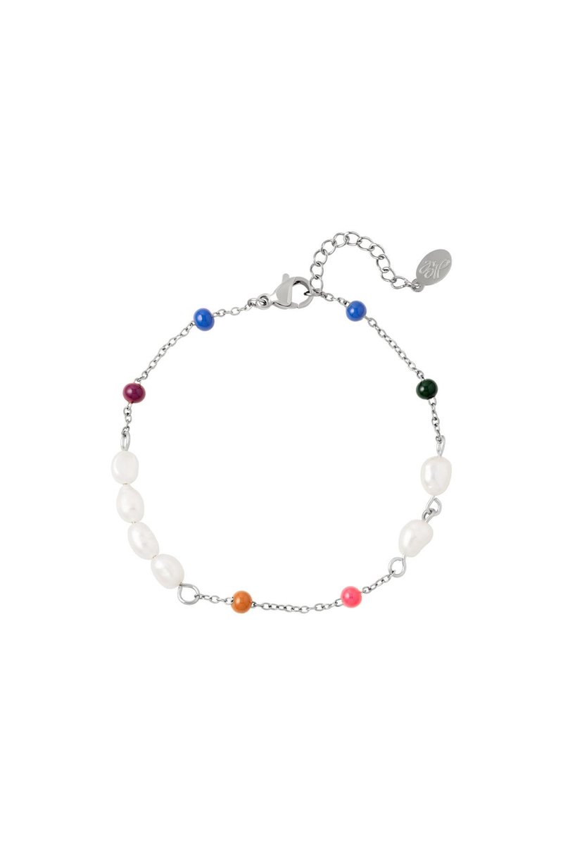 Roestvrijstalen armband parels en kralen Zilver Stainless Steel