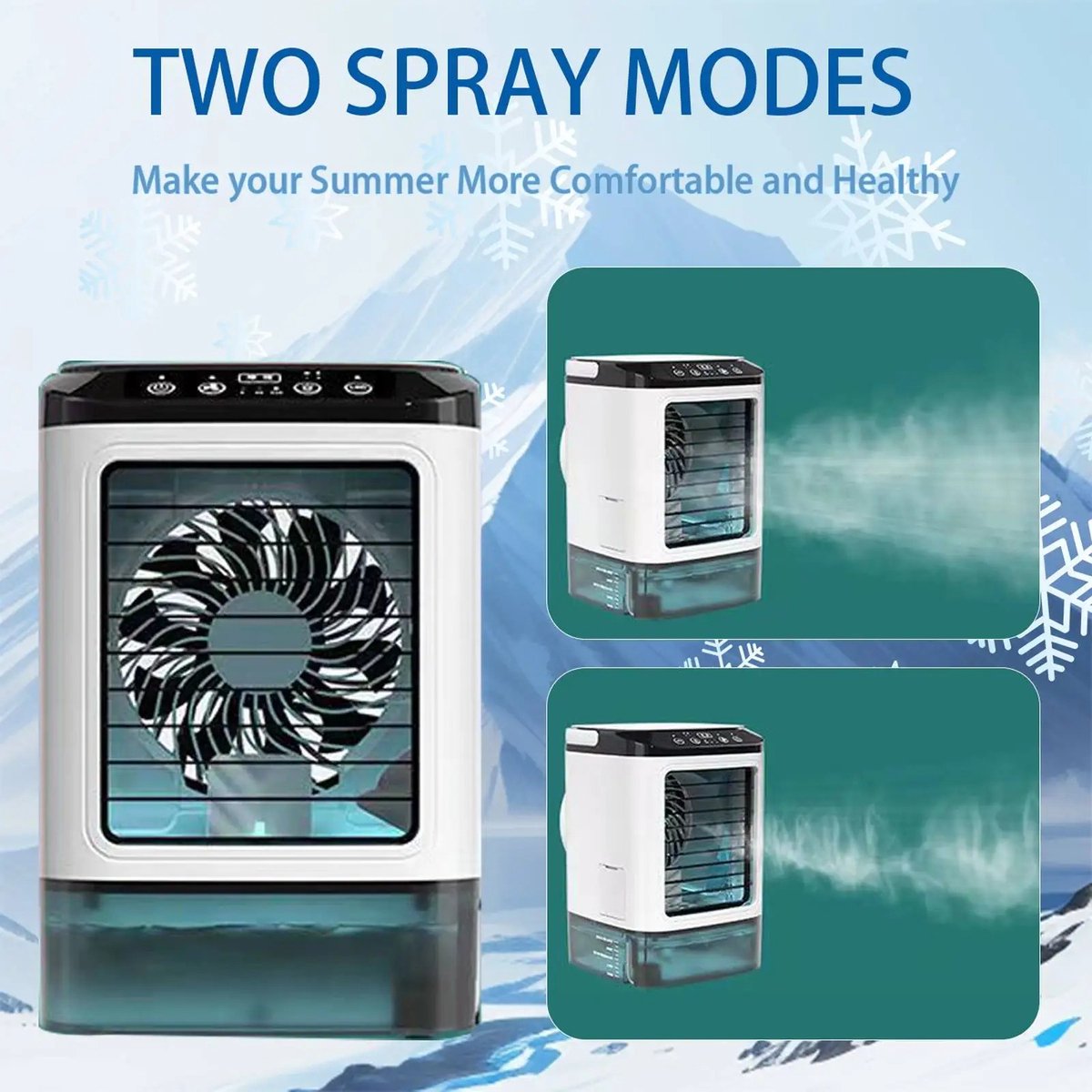 Draagbare Airconditioner - Sterke Mini Ventilator - Weinig geluid - 3 Standen - 900ml Watertank - Met Luchtbevochtiger - Voor Slaapkamer - Kantoor - Wit - 16.5x16.5x24cm — afbeelding 4
