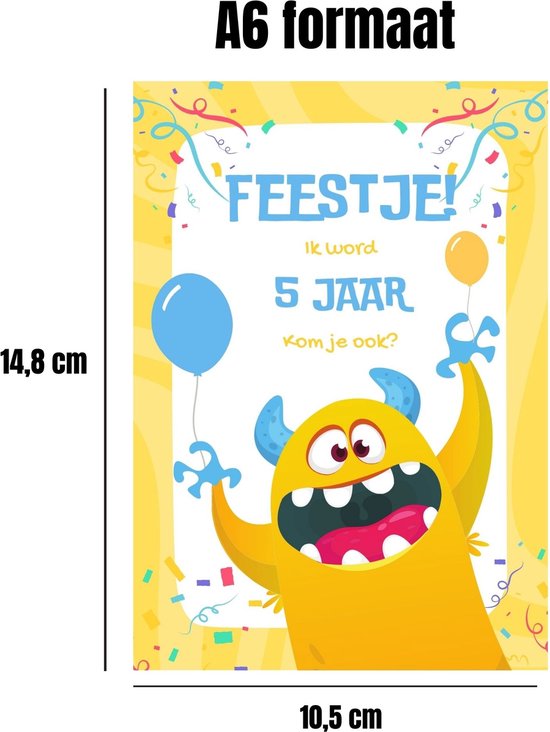 Invitation à une fête d'enfants - Fête d'enfants - Invitations - Anniversaire - Enveloppes incluses - Conception et impression propres - Carte de vœux - Cinquième anniversaire - 20 pièces - A6