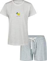 By Louise Dames Korte Pyjama Set Shortama Wit Gestreept - Maat L