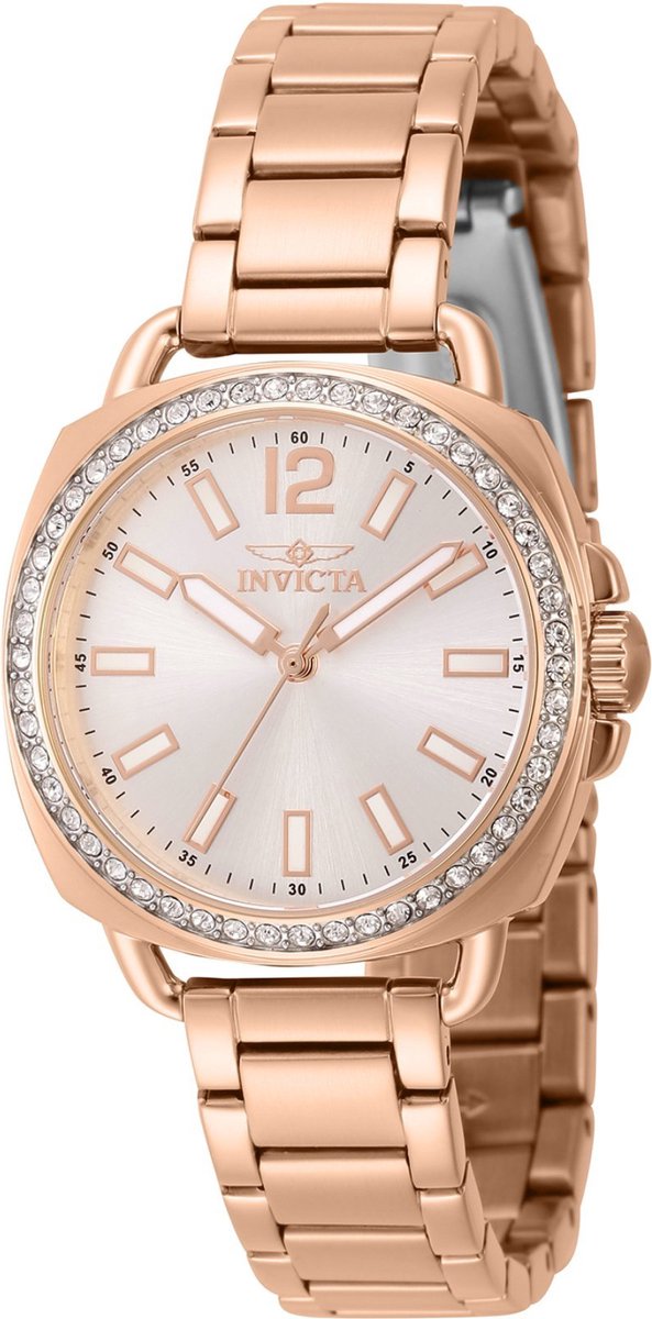 Invicta Wildflower 46343 Dames Horloge - Waterdicht - Analoog - Quartz Uurwerk - Roestvrij Staal met zilveren Wijzerplaat - 32mm
