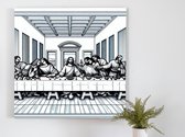 Line art laatste avondmaal artwork | Line's kunstzinnige interpretatie van het iconische 'Laatste avondmaal' schilderij | Kunst - 80x80 centimeter op Forex | Foto op Forex
