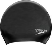 Speedo Long Hair Cap Badmuts Lang Haar - Zwemmuts Dames en Heren met Extra Ruimte - Glijdt Soepel Op en Af - Lichtgewicht, Latexvrij Silicone - Zwart - One size