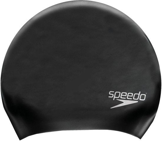 Zwarte Speedo badmuts met logo.