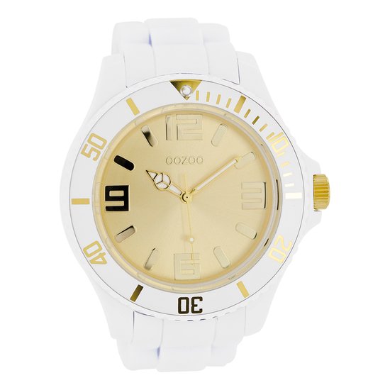 OOZOO Timepieces - Witte horloge met witte rubber band - C5043