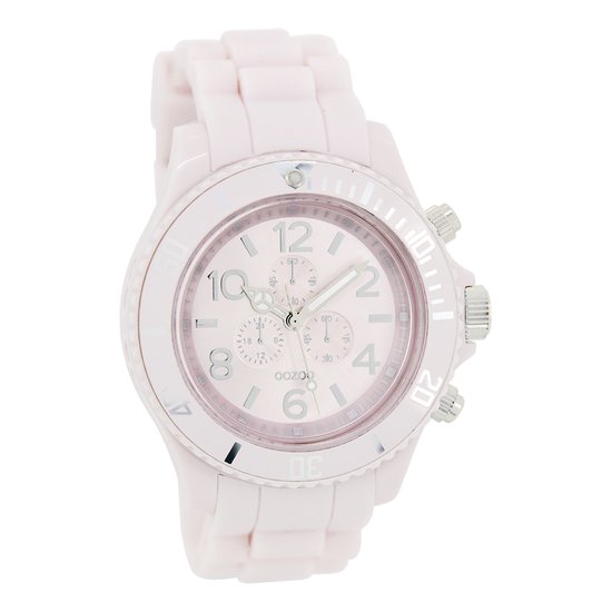 OOZOO Timepieces - Oud roze horloge met oud roze rubber band - C4833