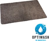 Antislip Deurmat Studio M - OPTIWASH - Wasbare droogloopmat/badmat/douchemat/toiletmat - Super absorberende schoonloopmat met microvezel - 50X80 cm - Machine Wasbaar 40°C - Beige/Grijs - Verschillende Afmetingen