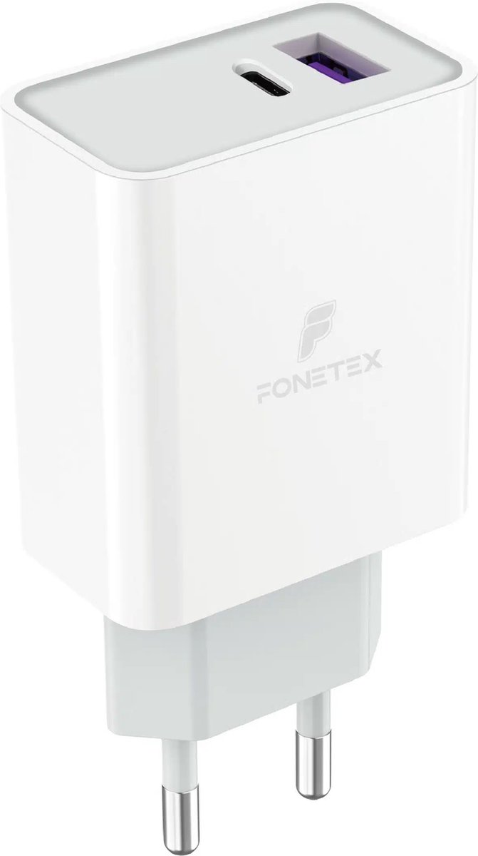 20W PD Adapter USB C - Snellader - 2 Poorten - Dubbele USB-C + USB-A Poort - Snellader - Power Adapter - Universeel - Wit