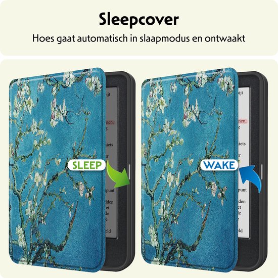 Hoesje Geschikt voor Kobo Clara Colour Hoes Bescherm Hoesje Case Sleep Cover - Hoes Geschikt voor Kobo Clara Colour Hoesje - Bloesem van Hoesje  — afbeelding 3