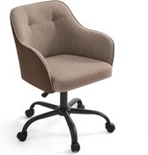 Rootz Swivel Chair - Lounge Chair - Recliner Chair - Steel Frame - Foam Padding - Cotton Linen Blend - PU Wheels - 69cm x 65cm x (83-93)cm - Brown