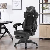 Instinct® gaming stoel - hoofdsteun - voetsteun - leer - grijs