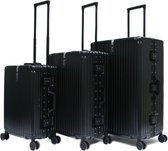 Travelsuitcase - Aluminium frame / polycarbonaat schaal - Handbagage - Reiskoffer met TSA slot - Zwart - Maat M